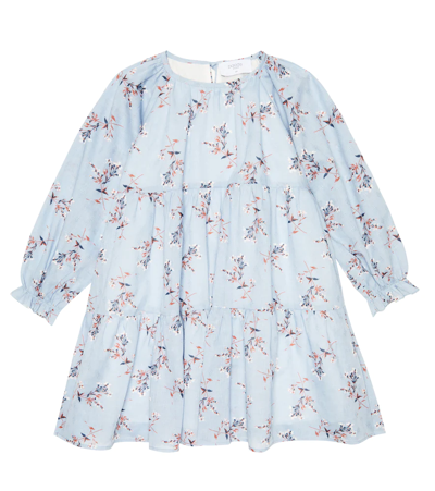 Paade Mode Kids' Floral Cotton Dress In Tokyo Blue