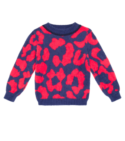 Paade Mode Kids' Leopard-print Sweater In Angeles Pink