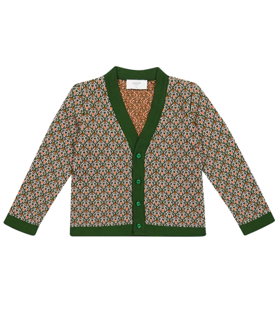 Paade Mode Kids' Patterned Cardigan In Cannoli Green