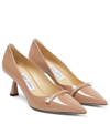 Jimmy Choo Rosalia Patent Pearly-strap Pumps In Ballet Pink