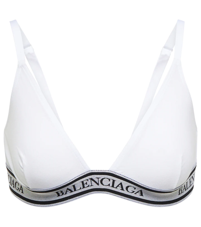 Balenciaga Women's Logo Band Triangle Bralette In White