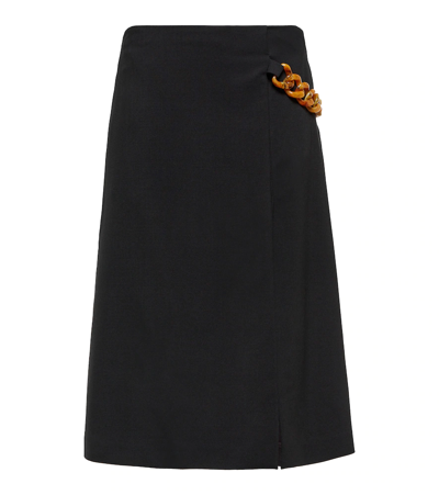 Stella Mccartney Chain-trimmed Midi Skirt In Nero