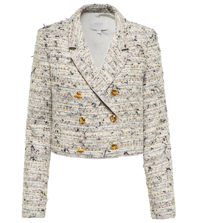 Giambattista Valli Gold-toned Button Double-breasted Tweed Jacket In Grey