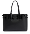 Christian Louboutin Cabata Small Embellished Textured-leather Tote In Blackblack