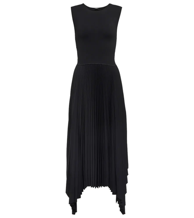 Joseph Dera Pleated Stretch-woven Midi Dress In Black
