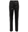 Joseph Teddy Leather Slim-leg Pants In Blk