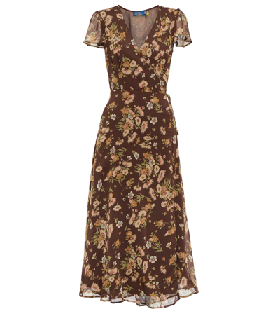 Polo Ralph Lauren Ditsy-sunflower Midi-dress In Braun
