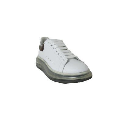 Alexander Mcqueen Larry Leather Sneaker White Brown Transparent In 42