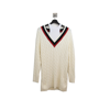 Alexander Wang V Neck Striped Ribs Dress Ivory In Xxl