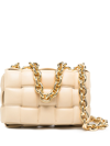 Bottega Veneta Chain Cassette Padded Intrecciato Crossbody Bag In Porridge-gold