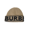 Burberry Logo Intarsia Rolled Hem Beanie Brown In Default Title