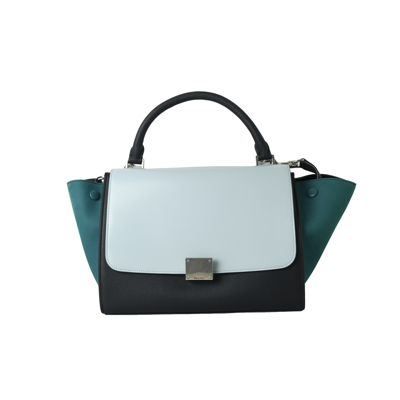 Celine Small Trapeze Bag White Navy Light Blue Green In Default Title