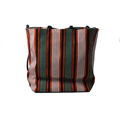 Celine Stripes Large Tote Bag Green Orange In Default Title