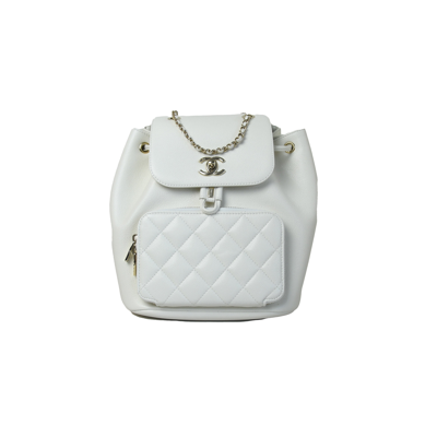 Pre-owned Chanel Affinity Caviar Backpack Gold White In Default Title