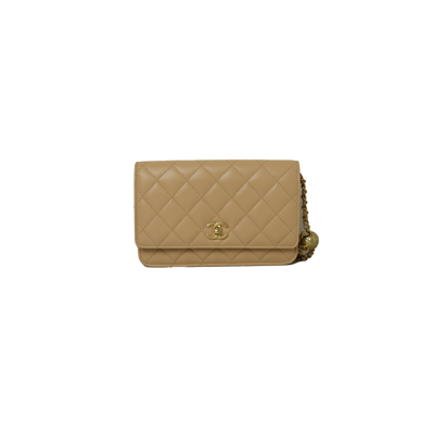 Pre-owned Chanel Classic Wallet On Chain Light Beige In Default Title