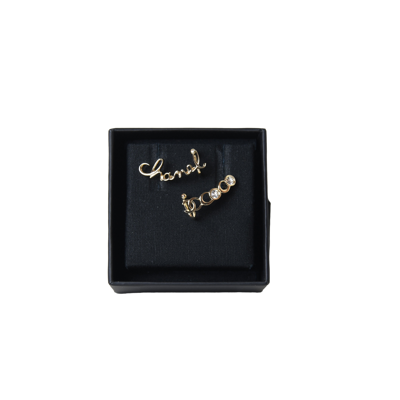 Pre-owned Chanel Coco Script Cc Climber Earring Gold In Default Title