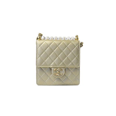 Pre-owned Chanel Goatskin Acrylic Beads & Gold-tone Metal Flap Bag Gold In Default Title