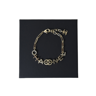 Pre-owned Chanel Logo Letter Chain Bracelet Gold In Default Title