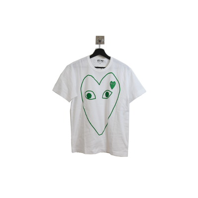 Comme Des Garçons Comme Des Garcons Play Green Heart T-shirt White In Xxl