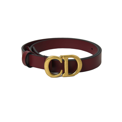 Dior Cd Leather Belt Gold Buckle Red In 90