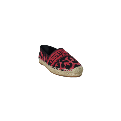 Dior Pop D Leopard Cotto Granville Espadrilles Framboise In Red