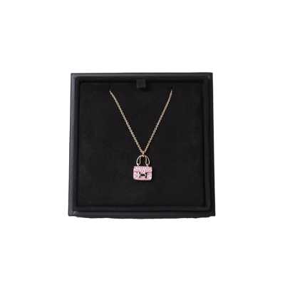 Pre-owned Hermes 18k Rose Gold Pink Sapphire Constance Pendant Necklace In Default Title
