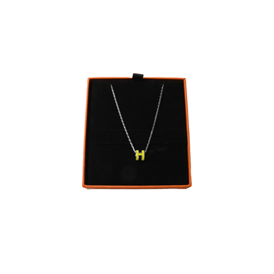 Pre-owned Hermes Mini Pop H Necklace Palladium Hardware Yellow In Default Title