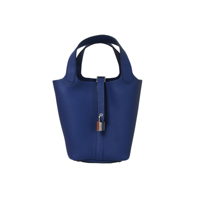 Pre-owned Hermes Picotin 18 Palladium Hardware Blue Sapphire In Default Title
