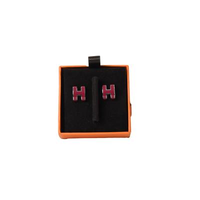 Pre-owned Hermes Pop H Palladium Hardware Earring Rouge Red In Default Title