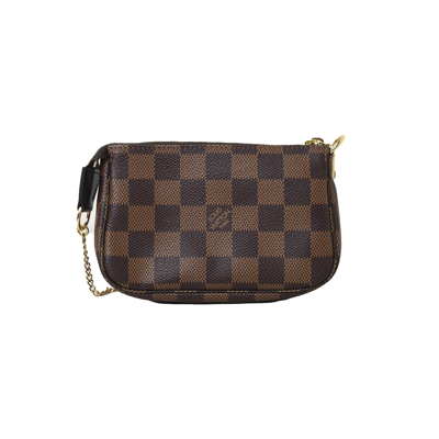 Pre-owned Louis Vuitton Mini Pochette Accessories Damier Ebene Brown In Default Title