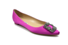 Manolo Blahnik Pink Hangisiflat Fuschia Satin In Us 16
