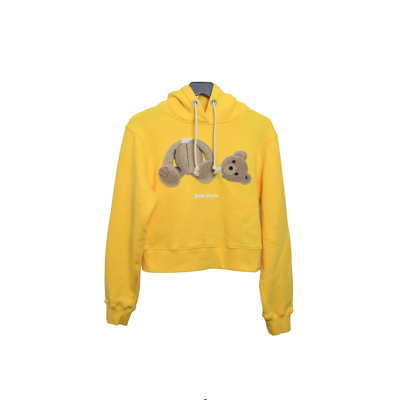 Palm Angels Bear-print Hoodie In Yellow