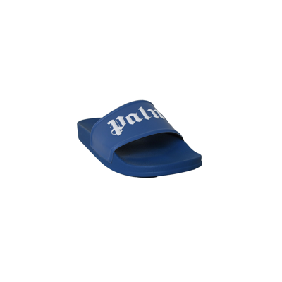 Palm Angels Logo Pool Rubber Slide Blue In 42