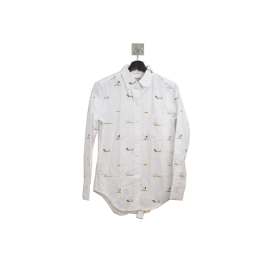 Thom Browne Oxfrod Multicolor Swimmer Embroidery Shirt White In 42