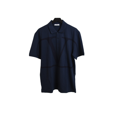 Valentino Polo Jersey Slim V Logo Navy In Xxl