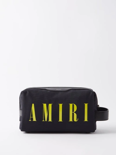 Amiri Logo-print Canvas Washbag In Black