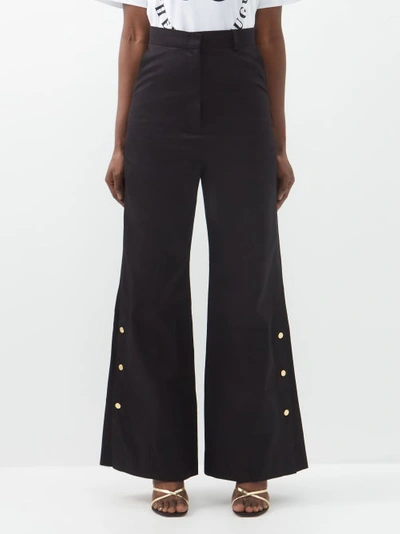 Az Factory X Thebe Magugu Cropped Cotton Flared Trousers In Black