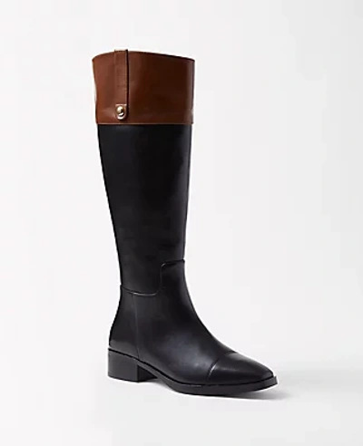 Ann Taylor Equestrian Leather Boots In Black