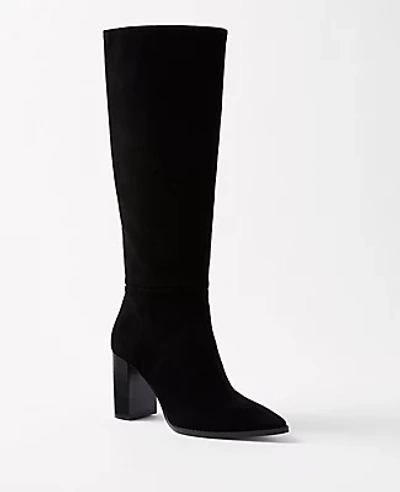 Ann Taylor Slouchy Suede Boots In Black