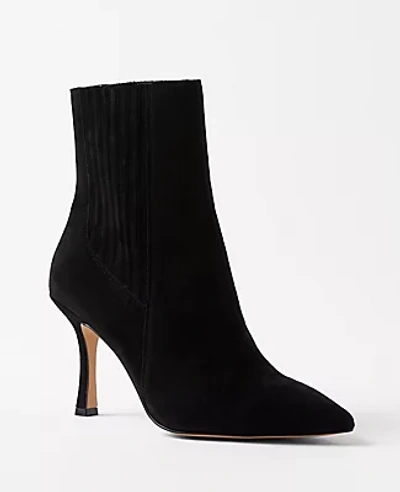 Ann Taylor Suede Chelsea Stiletto Booties In Black
