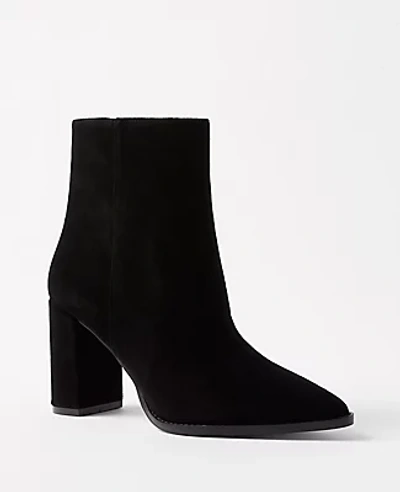 Ann Taylor Pointy Toe Suede Booties In Black