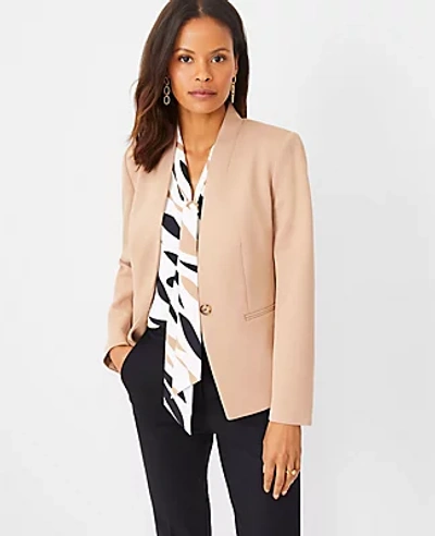 Ann Taylor The Petite Cutaway Blazer In Double Knit In Natural Camel