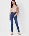 ANN TAYLOR PETITE SCULPTING POCKET HIGHEST RISE SKINNY JEANS IN CLASSIC MID WASH