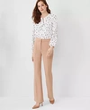 Ann Taylor The Petite Pintucked High Waist Trouser Pant In Double Knit In Natural Camel
