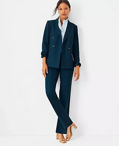 Ann Taylor The Petite Straight Pant In Airy Wool Blend In Ominous Teal