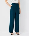 Ann Taylor The Petite High Waist Wide Leg Pant In Airy Wool Blend - Curvy Fit In Ominous Teal