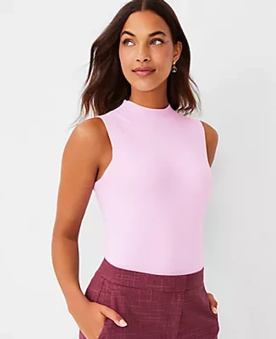 Ann Taylor Petite Ribbed Mock Neck Sweater Shell Top In Lilac Bloom