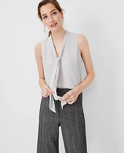 Ann Taylor Bow Neck Shell Top In Manhattan Mist | ModeSens