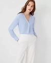 Ann Taylor Mixed Media Pleat Front Top In Serenity