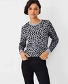 ANN TAYLOR LEOPARD JACQUARD CREW NECK SWEATER